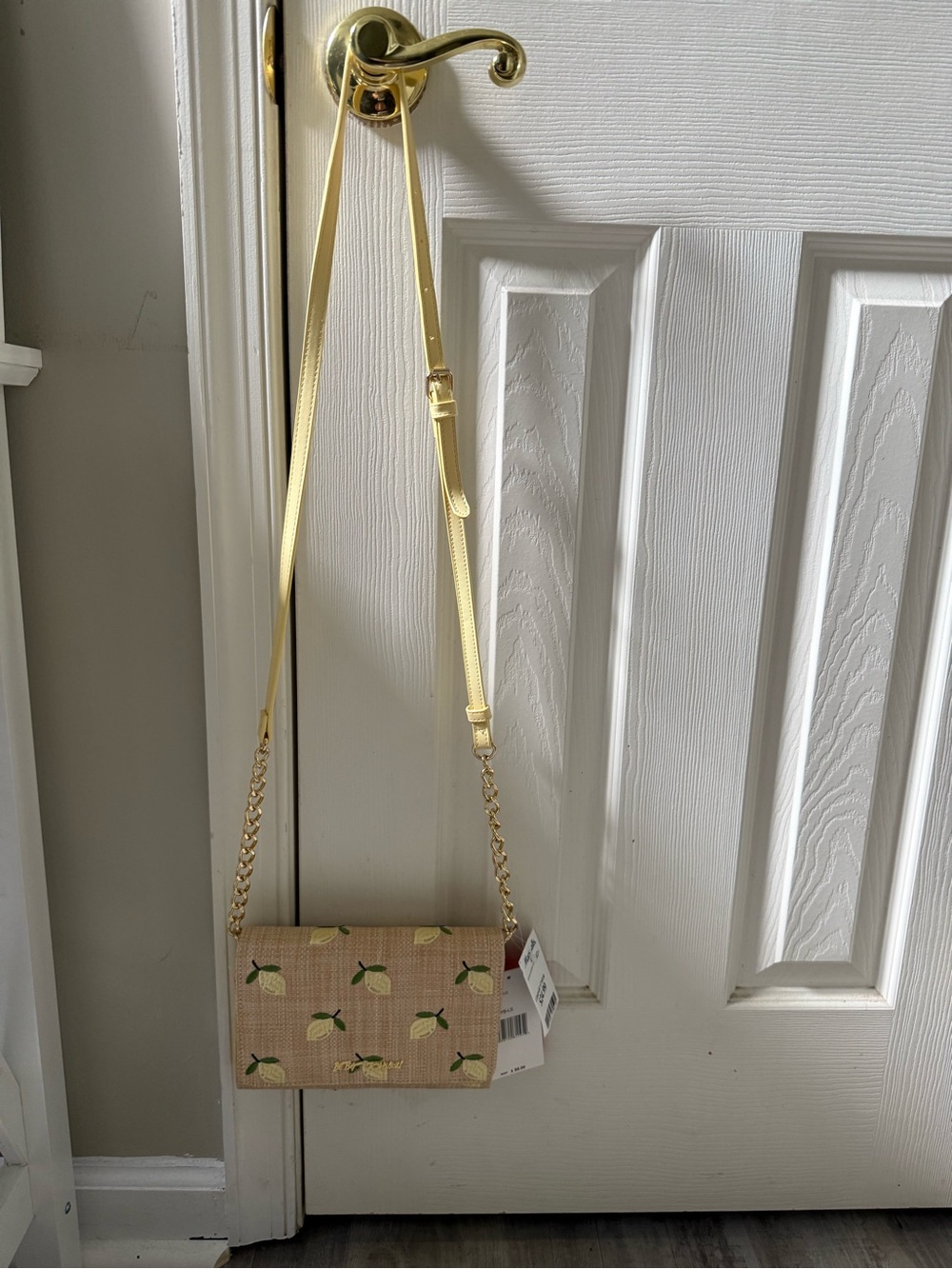 Betsey Johnson Lemon-Print Crossbody in Pale Yellow and Natural - Picture 3 of 4